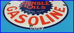 Vintage Humble Gasoline Porcelain Gas Oil Texas Service Station Pump Sign