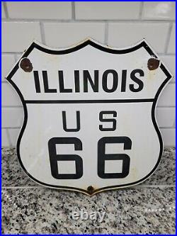 Vintage Illinois Route 66 Porcelain Sign Us Highway Transit Road Shield Gas Oil