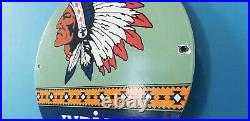 Vintage Indian Gasoline Porcelain Gas Oil Service American Native Chief Gas Sign