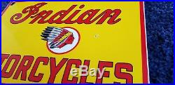 Vintage Indian Motorcycle Porcelain Gas Chief Service Station Pump Plate Sign