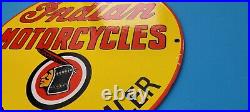 Vintage Indian Motorcycle Porcelain Gas Oil Pump Authorized Dealer Chief Sign
