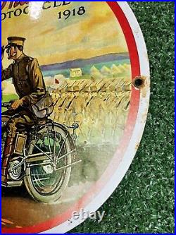 Vintage Indian Motorcycle Porcelain Sign Dealer Sales Gas Station Oil Service