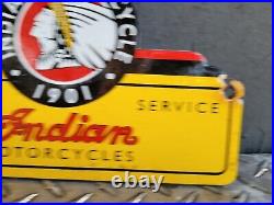 Vintage Indian Motorcycles Porcelain Sign Dealer Sales Service Dept Lube Gas Oil