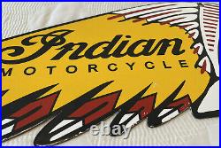 Vintage Indian Motorcycles Porcelain Sign, Dealership Motor Bike Harley Gas Oil