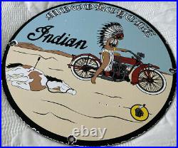 Vintage Indian Motorcycles Porcelain Sign, Dealership, Motor Bike Harley Gas Oil