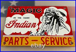 Vintage Indian Motorcycles Porcelain Sign Parts Service Dealership Harley