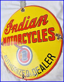 Vintage Indian Motorcycles Porcelain Sign Pump Plate Gas Station Oil