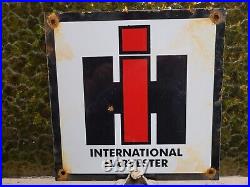 Vintage International Harvester Porcelain Sign Farming Tractor Barn Cow Gas Oil