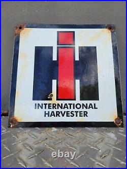 Vintage International Harvester Porcelain Sign Farming Tractor Barn Cow Gas Oil