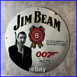 Vintage Jim Bean James Bond Porcelain Liquor Bourbon Man Cave Gas & Oil Sign