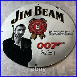 Vintage Jim Bean James Bond Porcelain Liquor Bourbon Man Cave Gas & Oil Sign