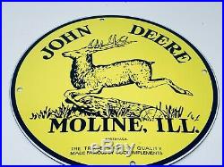 Vintage John Deere Farming Equipment Advertising Porcelain 12 Gas & Oil Sign