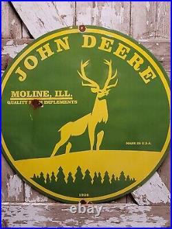 Vintage John Deere Porcelain Sign 30 Farming Tractor Equipment Gas Oil Service