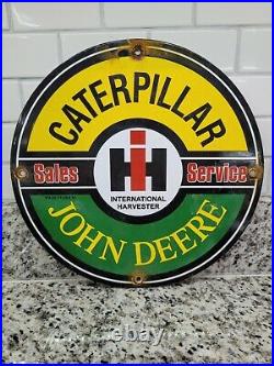 Vintage John Deere Porcelain Sign Intl Harvester Farm Tractor Corn Cow Oil Gas
