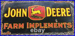 Vintage John Deere Porcelain Sign USA Oil Gas Pump Petroliana Farm Tractor Deer