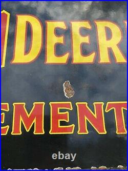 Vintage John Deere Porcelain Sign USA Oil Gas Pump Petroliana Farm Tractor Deer