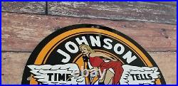 Vintage Johnson Gasoline Porcelain Gas Service Station Pump Plate Ad Sign