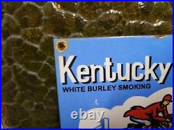Vintage Kentucky Club Porcelain Sign Pipe Tobacco Smoke Horse Jockey Us Gas Oil