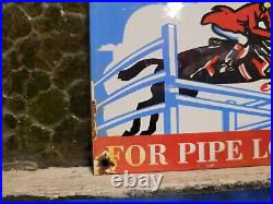 Vintage Kentucky Club Porcelain Sign Pipe Tobacco Smoke Horse Jockey Us Gas Oil