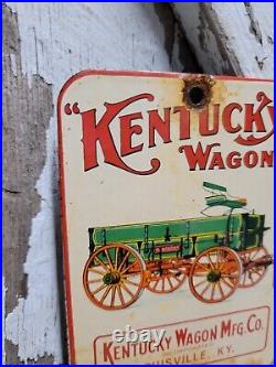 Vintage Kentucky Wagon Porcelain Sign Gas Oil Louisville Manufacturer Western Us
