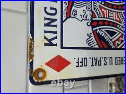 Vintage King Kard Overalls Porcelain Sign Union Clothing Labor Worker Gas & Oil