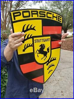 Vintage Large 24 Porsche Porcelain Dealership Sign Stuttgart Germany