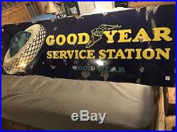 Vintage Large Good Year Service Station Porcelain Oil & Gas Transportation Sign