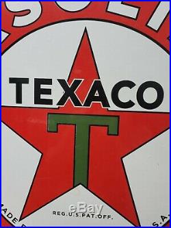 Vintage Large Texaco 26 Double Sided Porcelain Sign Dated 3-31