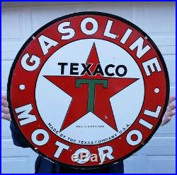 Vintage Large Texaco 26 Double Sided Porcelain Sign Dated 3-31