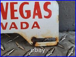 Vintage Las Vegas Porcelain Sign Rodeo Nevada Casino Gambling Gas Oil Tag Topper