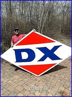 Vintage Lg Porcelain DX Diamond Motor Oil Gas Gasoline Sign D-X 117X72