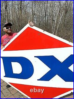 Vintage Lg Porcelain DX Diamond Motor Oil Gas Gasoline Sign D-X 117X72