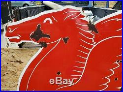 Vintage MOBIL Gas Flying Red PEGASUS Horse Sign ORIGINAL Porcelain Cookie Cutter