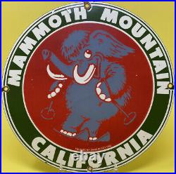 Vintage Mammoth Mountain California Ski Lodge Porcelain Sign Cabin Gas Oil