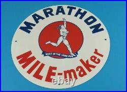 Vintage Marathon Gasoline Porcelain Metal Service Gas Motor Oil Pump Plate Sign