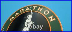 Vintage Marathon Oil Co Porcelain Gas Service Station Gasoline Pump Plate Sign