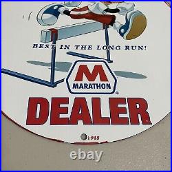 Vintage Marathon Petroleum Porcelain Sign Gas Motor Oil Lube Dealer Pump Plate