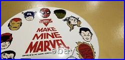 Vintage Marvel Comics Porcelain Conoco Gasoline Service Station Superhero Sign