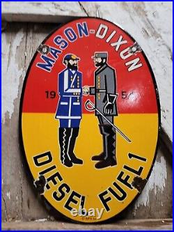 Vintage Mason Dixon Porcelain Sign 8 Diesel Fuel Gas Station Oil Service Garage