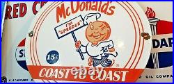 Vintage Mcdonalds Porcelain Gas Metal Station Restaurant Fast Food Burger Sign