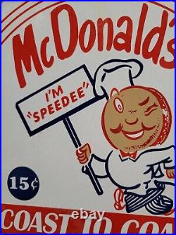 Vintage Mcdonalds Porcelain Sign Fast Food Hamburger Restaurant Fries Oil Gas