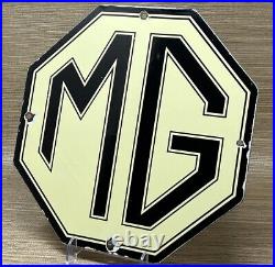 Vintage Mg Porcelain Sign Gas Oil Service Station Pump England Automobile Rare