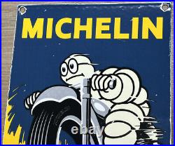 Vintage Michelin Tires Porcelain Sign Gas Oil Continental Goodyear Motorcycle