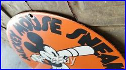 Vintage Mickey Mouse Porcelain Gas Pump Walt Disney Converse Baseball Shoes Sign