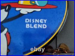 Vintage Mickey Mouse Porcelain Sign 1940 Old Walt Disney Coffee Beverage Gas Oil