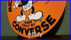 Vintage Mickey Mouse Porcelain Walt Disney Baseball Converse Dealer Sales Sign
