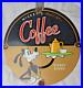 Vintage Mickey's Coffee Disney Porcelain Sign Pump Plate Gas Station Oil Service