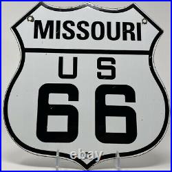 Vintage Missouri Us Route 66 Porcelain Metal Highway Sign Gas Oil Road Shield