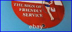 Vintage Mobil Gas Porcelain Gasoline Motor Oil Friendly Service Pump Plate Sign