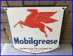 Vintage Mobil Gasoline Porcelain Gas Oil Service Station Pegasus Pump Plate Sign